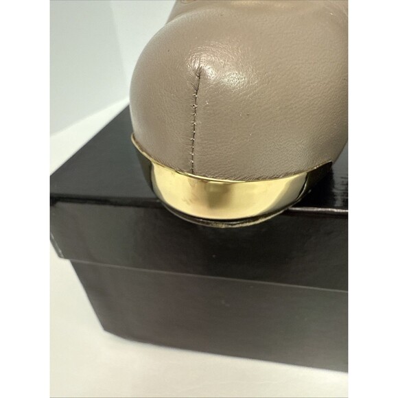 ESCADA Calfskin Leather Platform Pumps Taupe Metal Detail Size EU 35.5 US 5.5 - Picture 15 of 16